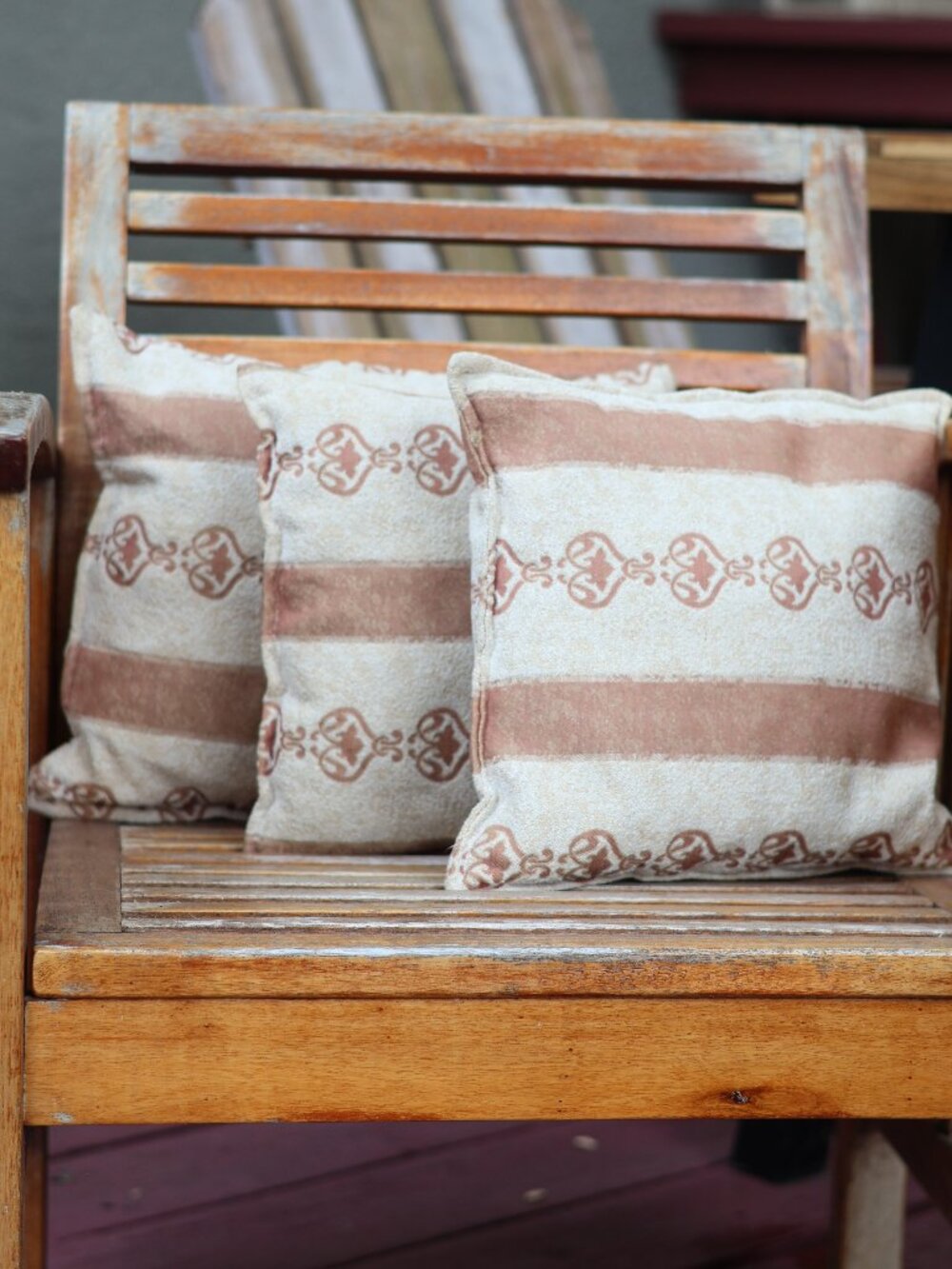 Outdoor Accent Pillows - Set of 3 vintage Handmade Decorative Cushions